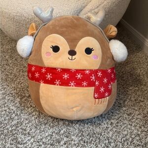 Cute christmas Reindeer Plush with Red Scarf squishmallow